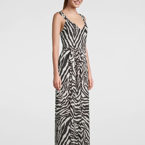WHBM zebra print jumpsuit with slit detail - Picture 2 of 3